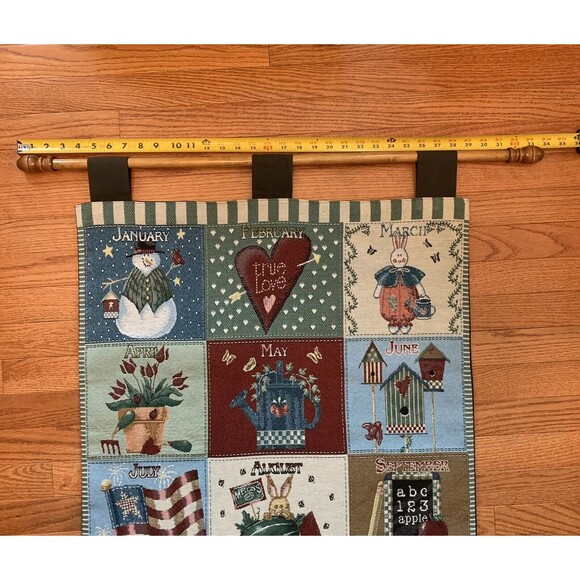 Wall Hanging Tapestry Banner Calendar Pictures Highlight Monthly Events Holidays - Picture 6 of 7
